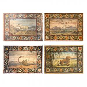 Serie di Strappi originali del XVIII secolo Segni Zodiacali, Series of original 18th-century strappi depicting the signs of the zodiac